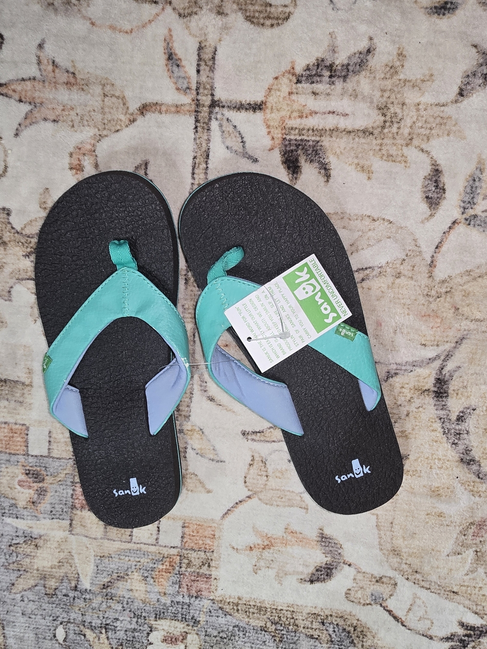 Sanuk Kid’s Teal and Light Blue Flip Flop Sandals